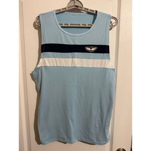 Men's MANFINITY Light Blue Dark Blue White Striped Tank Top Size L